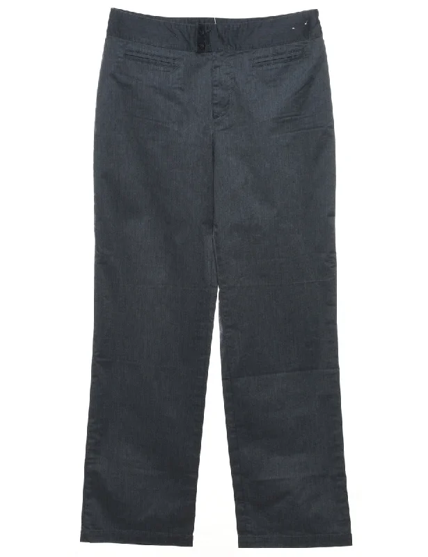 Dark Grey Classic Plain Trousers - W32 L32 Trendy Women's Oversized