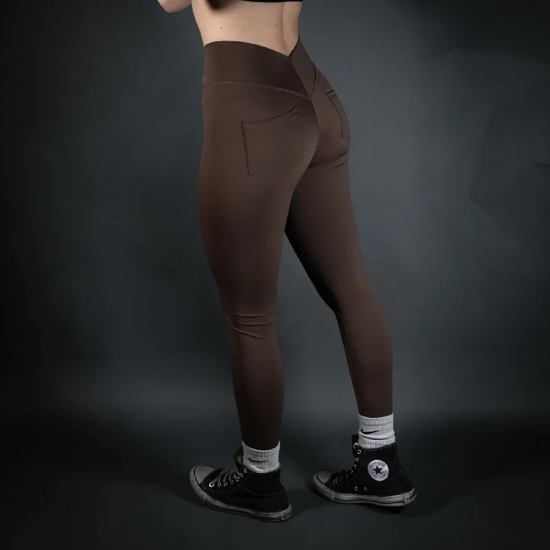 Reborn V - Waist Leggings | Mocha Refined Women's Hand - crafted