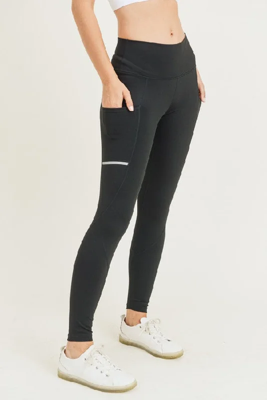 Reflective Stripe Leggings with Pockets Dapper Women's Bow - adorned