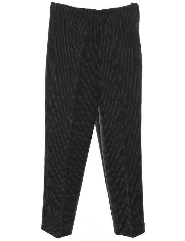 Pinstriped Black Classic Trousers - W28 L29 Artistic Women's Avant - 