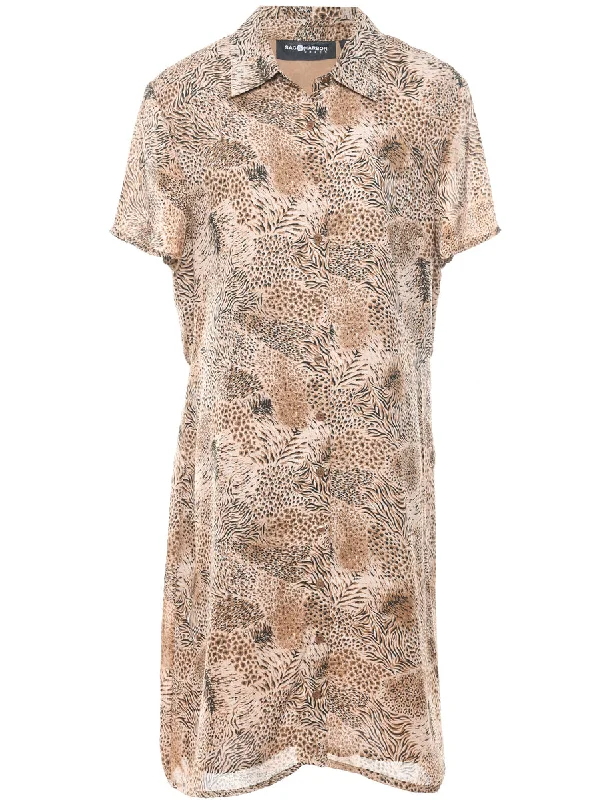 Animal Print Shirt Dress - XL Streetwear Style for 