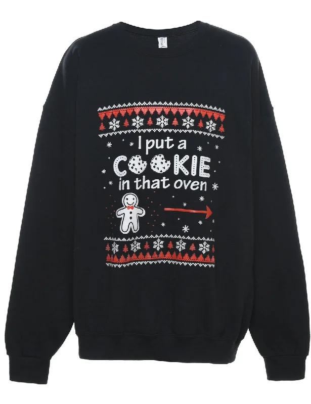 Black Christmas Sweatshirt - XXL Earthy Women's 