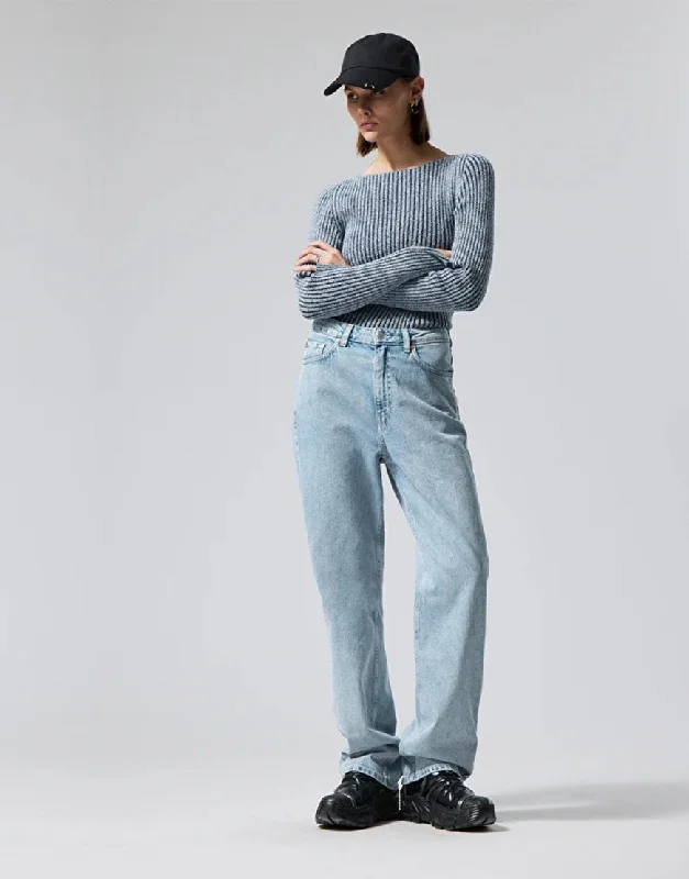 Straight baggy Jeans Light Wash Polished Women's Silk