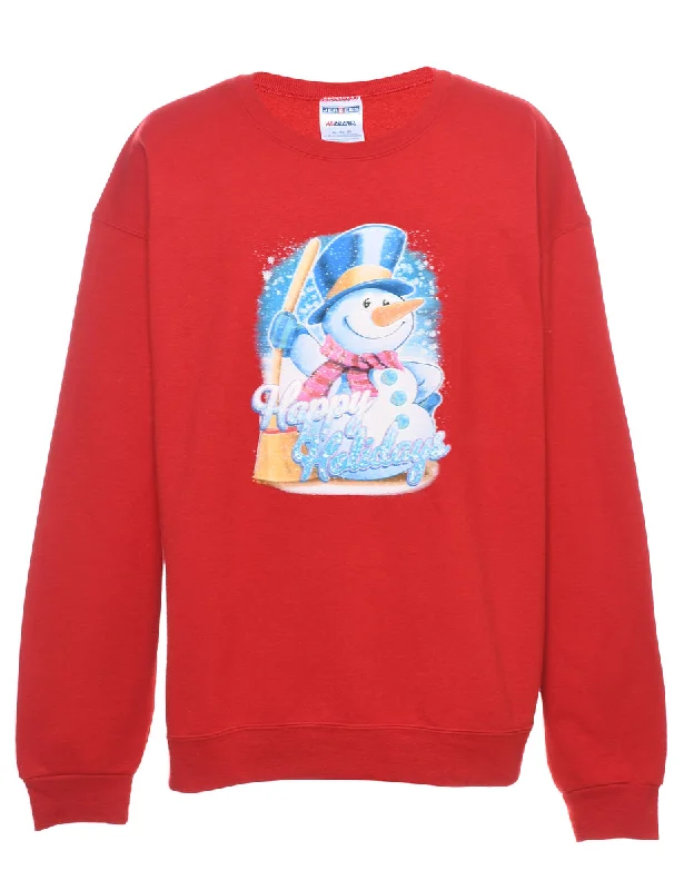 Snowman Christmas Sweatshirt - XL Youthful Women's Anime - inspired