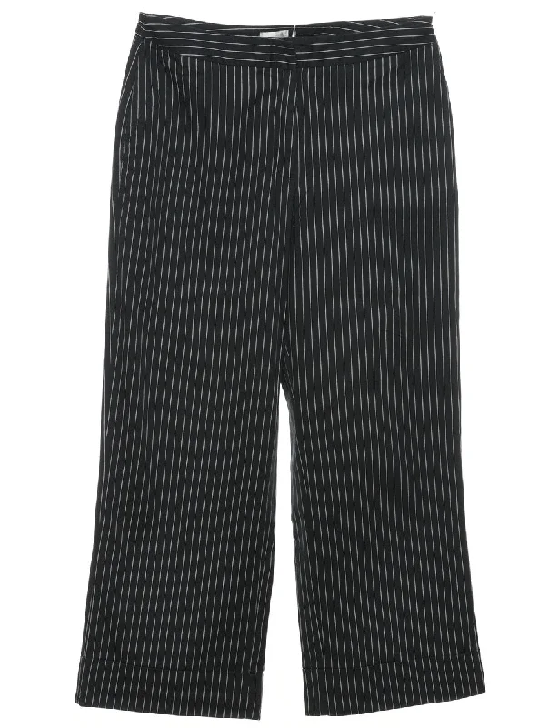 Black Striped Classic Trousers - W30 L25 Hip Women's Urban