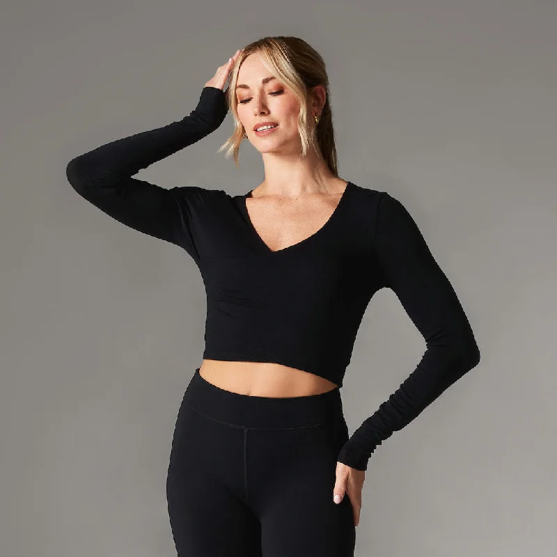 Criss Cross Long Sleeve Top Luxurious Women's High -  end