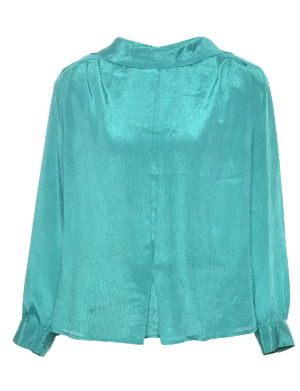 Long Sleeved Green  Blouse - L Traditional Women's 