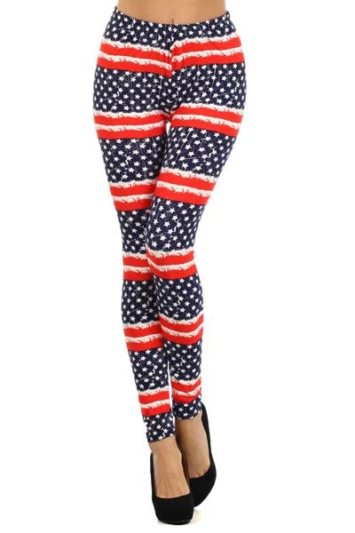 Distressed Flag Peach Skin Leggings Sophisticated Women's 