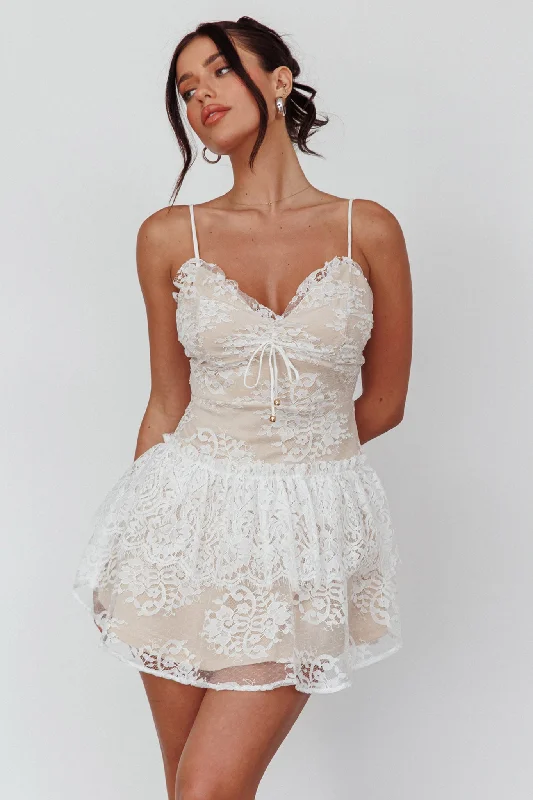 Cielo Lace Peplum Mini Dress White Bold Women's Animal Print