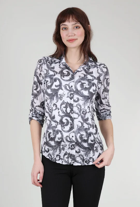 Roll-Up Sleeve Crinkle Shirt, Jet Print Street