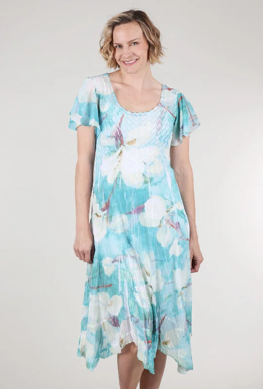 Chiffon Watercolor Dress, Iris Geometric
