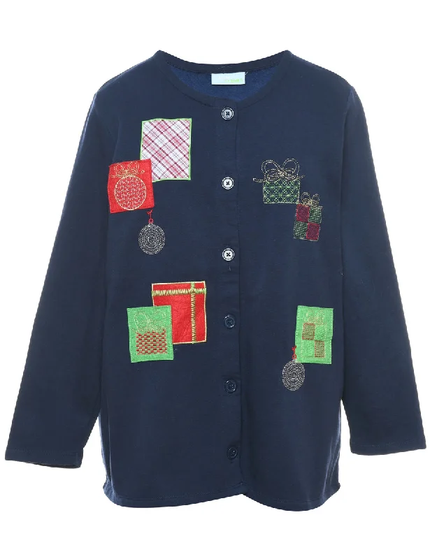 Embroidered Christmas Sweatshirt - M Streetwear Style for 