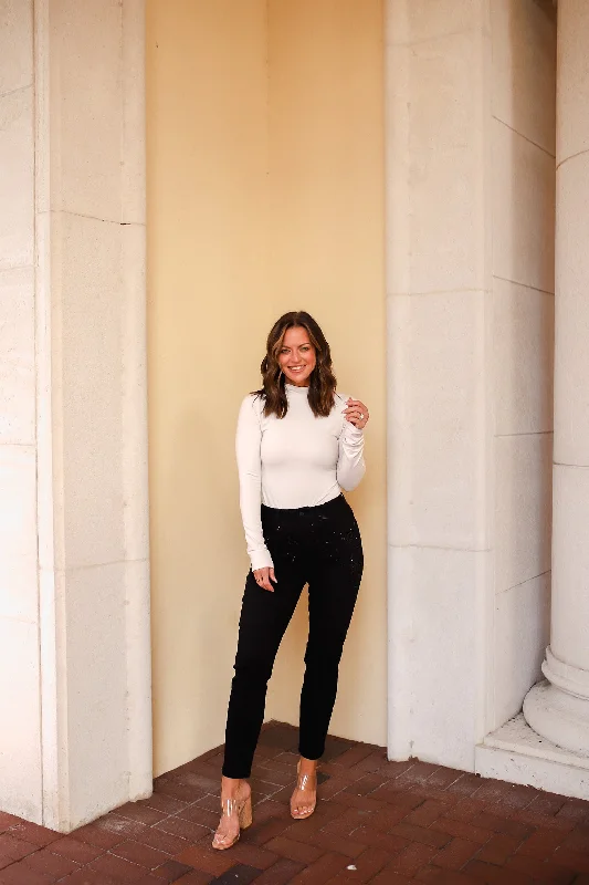 Reese Rhinestone Slim Fit Jeans in Black WH Vintage Women's 1970S 