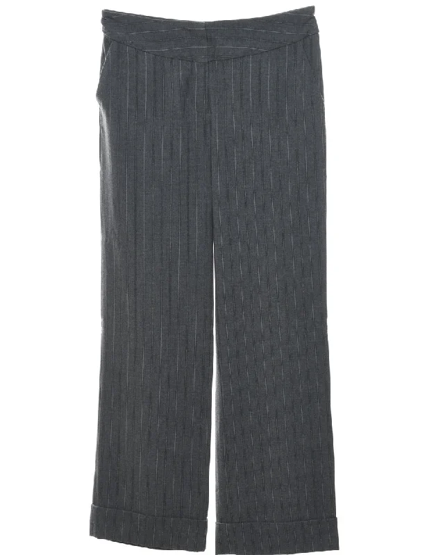Dark Grey Classic Striped Trousers - W32 L33 garde