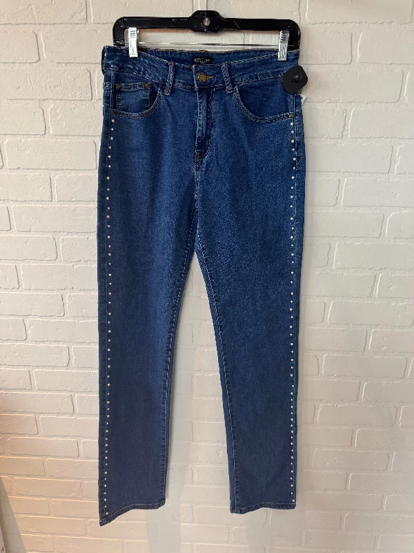 Jeans Straight By Bebe In Blue Denim, Size: 8 Modern Women's 