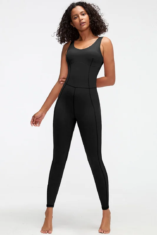 Crisscross Wide Strap Active Jumpsuit Elegant Women's 