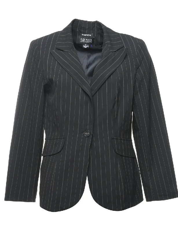 Black Striped Blazer - L Feminine Women's Style 