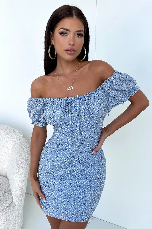 Alma Dress - Blue Floral Sleek Women's 