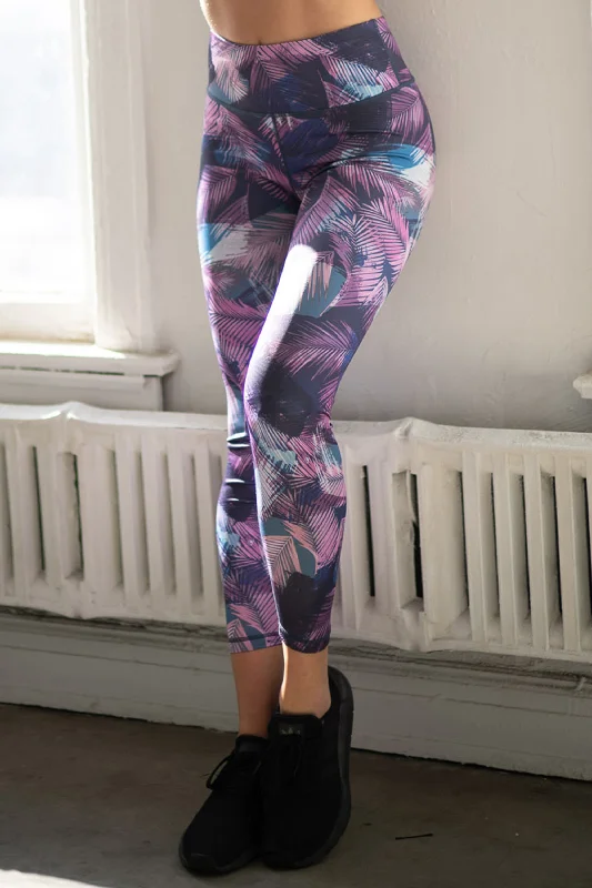 Bohemian Feathered Palm Leaf Active Leggings Cozy Women's Winter