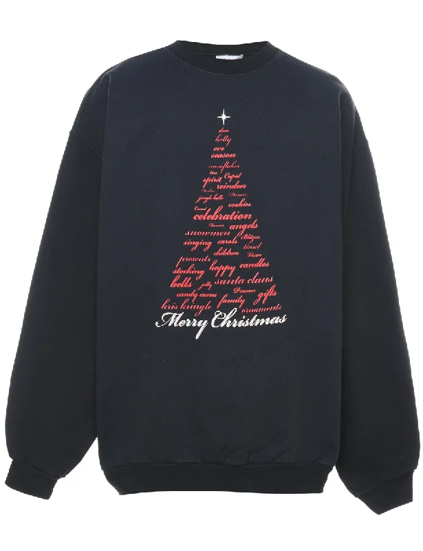 Festive Season Christmas Sweatshirt - L Dapper Women's Bow - adorned