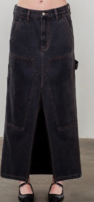 Black Denim Skirt  by Moon River Feminine Women's Soft 