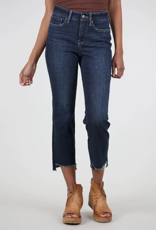 Marilyn Ankle Raw Cut Step Hem Denim, Lotus Garden Blue Youthful Women's Anime - inspired