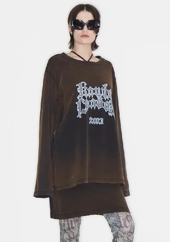 KNWLS FW23-CRNGT0DARK CRNG LONGSLEEVE T-SHIRT DARKWASH Feminine Women's Style 