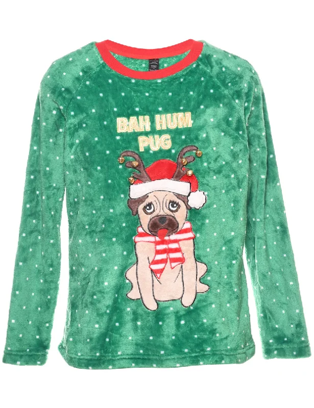 Animal Design Christmas Sweatshirt - M Feminine Women's Style 