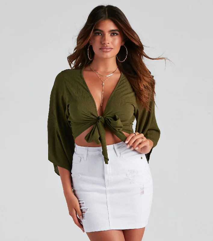 Tied Up Kimono Sleeve Top Artistic Women's Avant - 