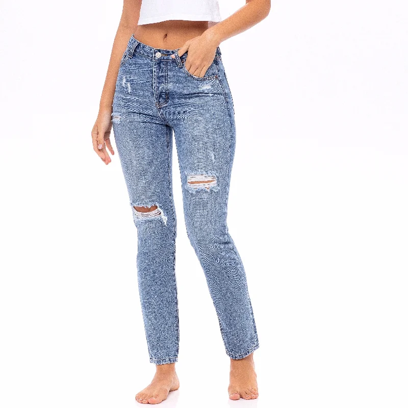 Distressed High Waisted Jeans  - The Petunia Vacation