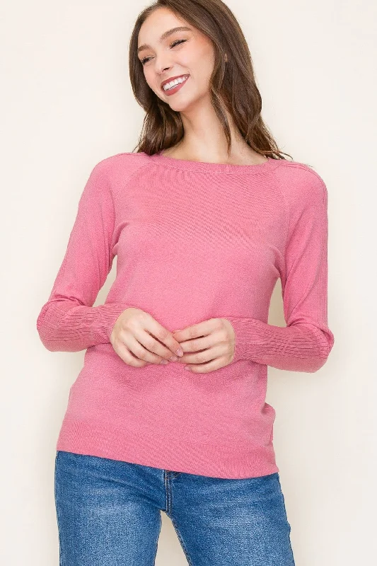 Mauve Knit Long Sleeve Top Country