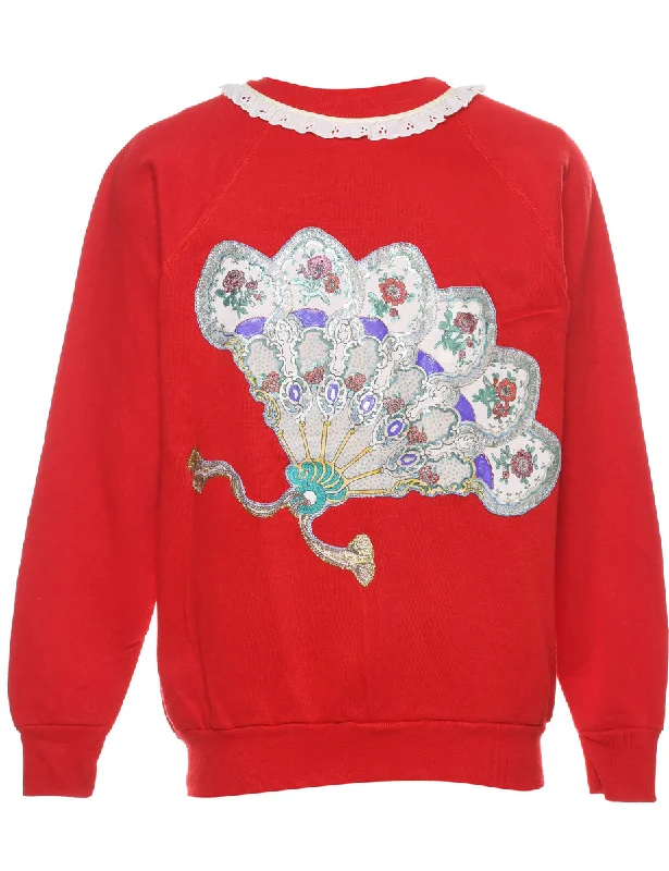 Festive Christmas Sweatshirt - L Refined Women's Hand - crafted