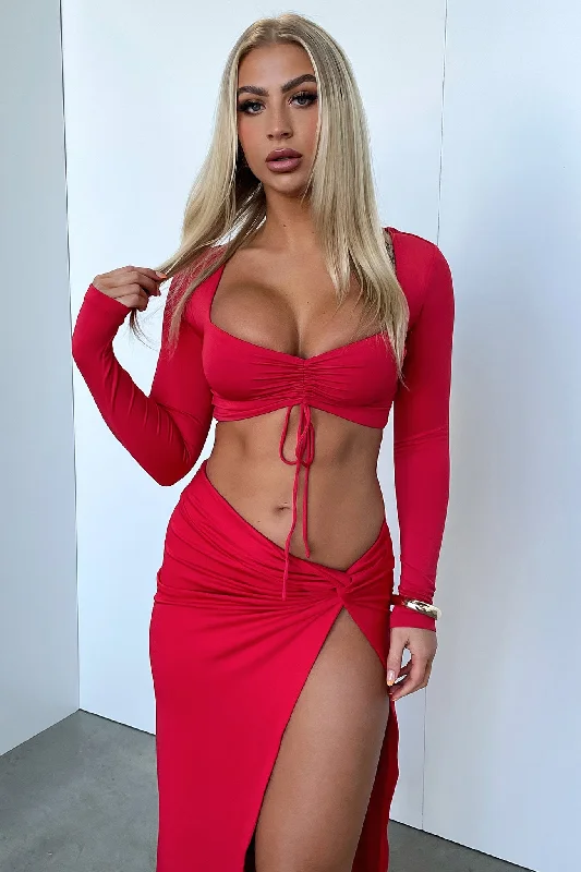 Victoria Long Sleeve Crop - Red Refined Women's 