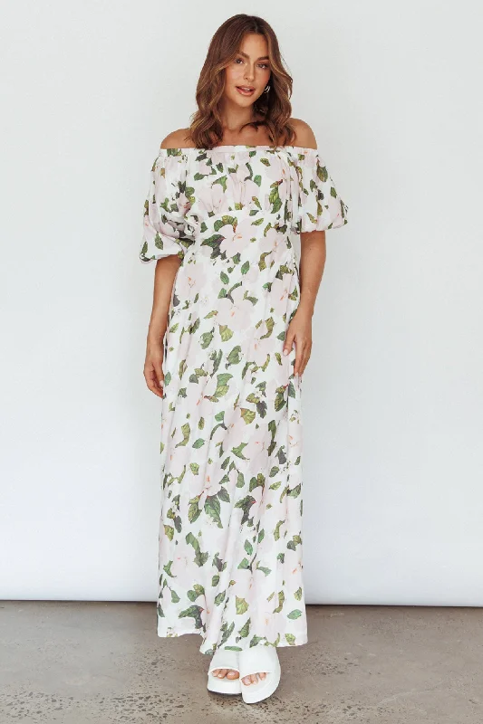 Momentum Off Shoulder Maxi Dress Floral Pink Refined Women's Velvet