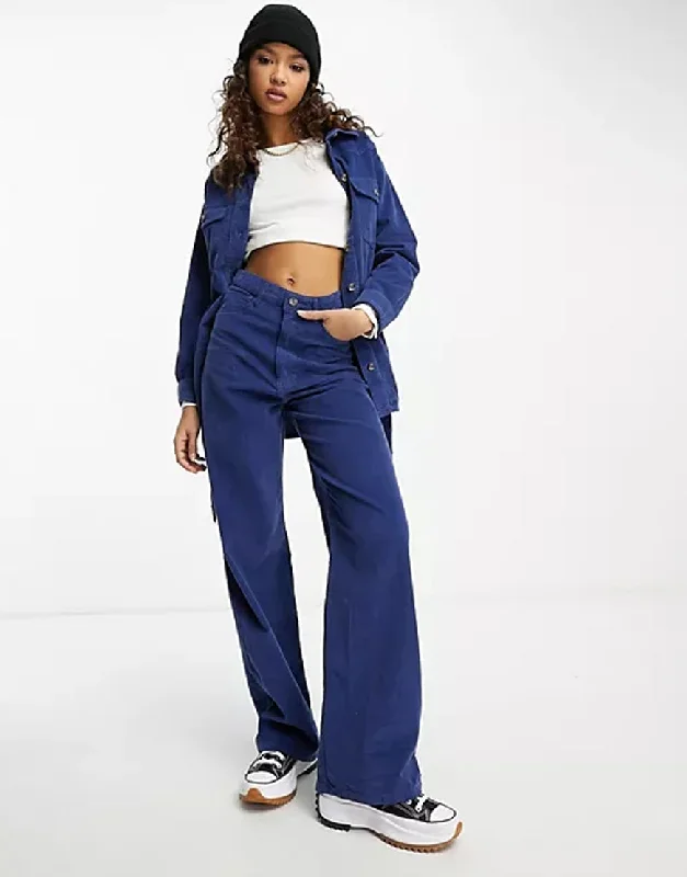 Blue Corduroy Wide Leg Pants Cool Women's Skate