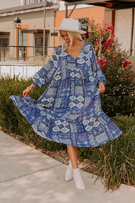 Orchard Oasis Paisley Maxi Dress in Blue European