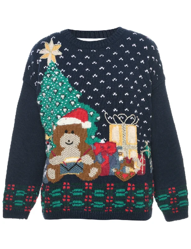 Festive Print Christmas Jumper - M Modern Women's 