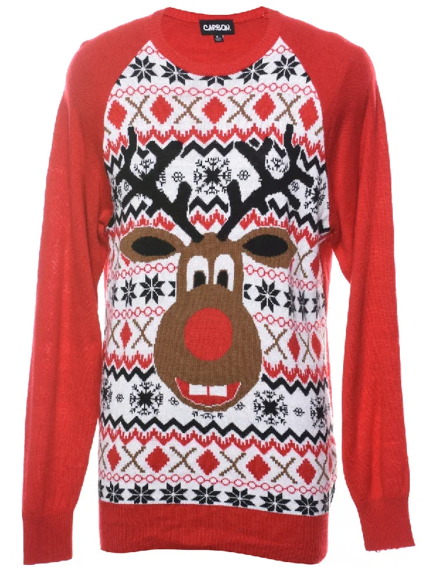 Red Christmas Jumper - L Monochromatic Office Style