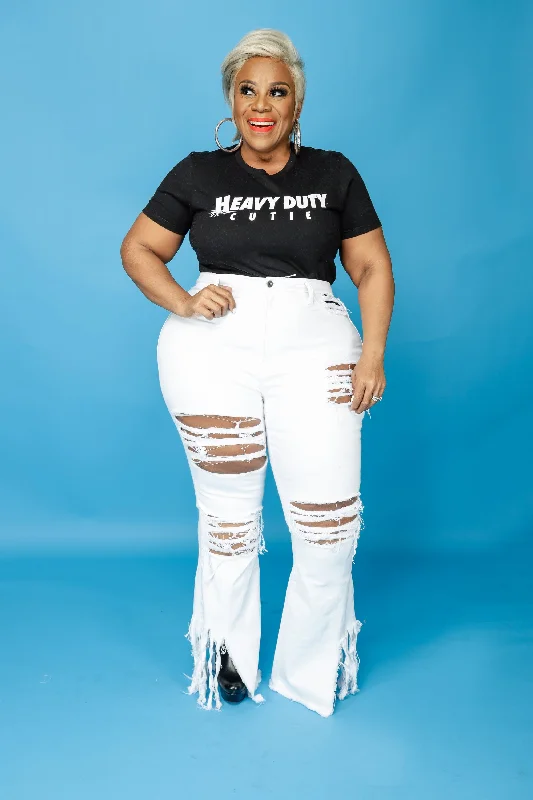 White Ripped Apart Jeans Modern Women's Tech