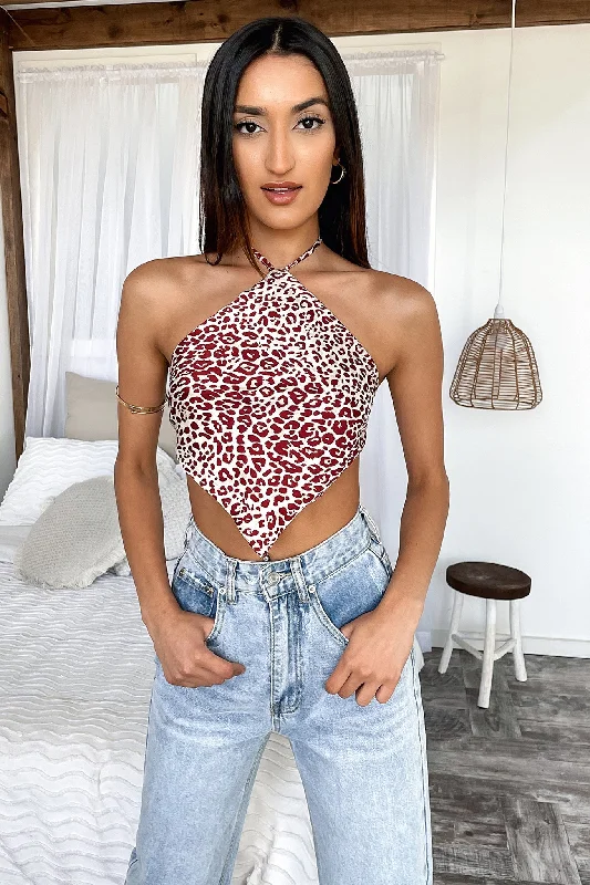 Bandit Crop - Red Leopard Elegant Women's Formal 