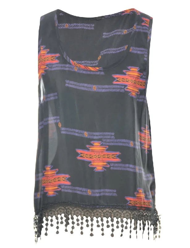 Aztec Print Top - M British Gentlewoman Style