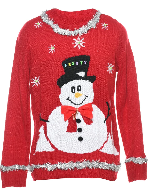 Snowman Christmas Jumper - M Bold Women's Animal Print