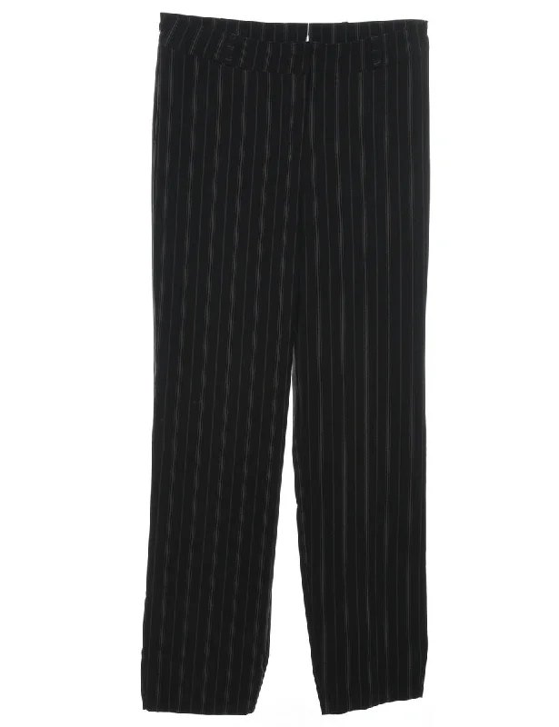 Striped Black Trousers - W30 L29 Cozy Women's Winter