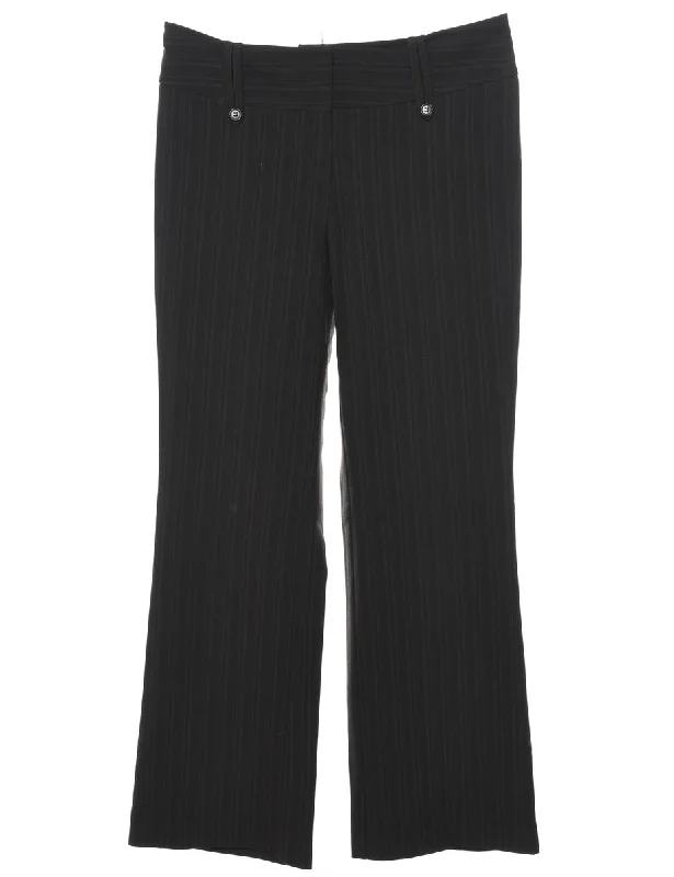 Black Plain Striped Trousers - W36 L32 Cool Women's Skate