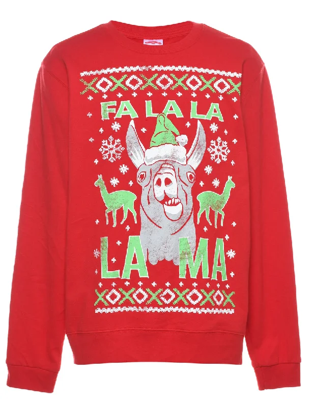 Red Christmas Sweatshirt - M Stylish Women's Neon