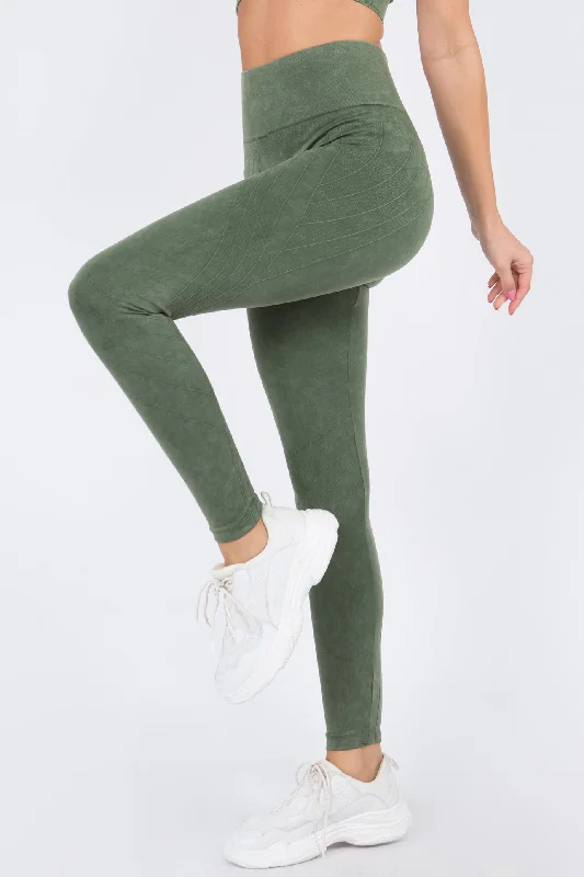Bohemian Stitched Mineral Wash Active Leggings Youthful Women's Pop