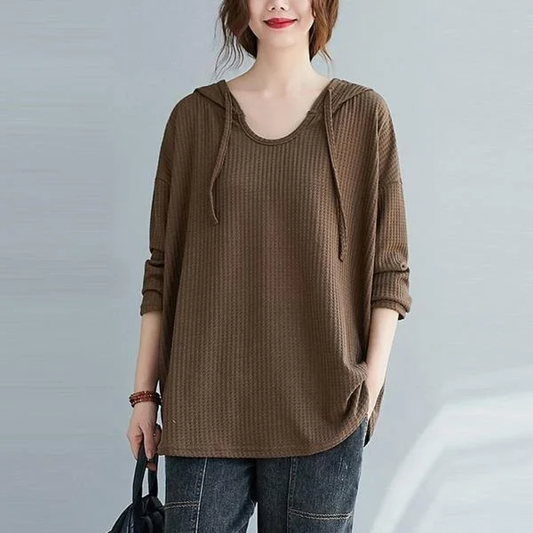New Arrival 2020 Autumn Simple Style Solid Color Female Hooded Pullovers Sweatshirts Sharp Women's Italian