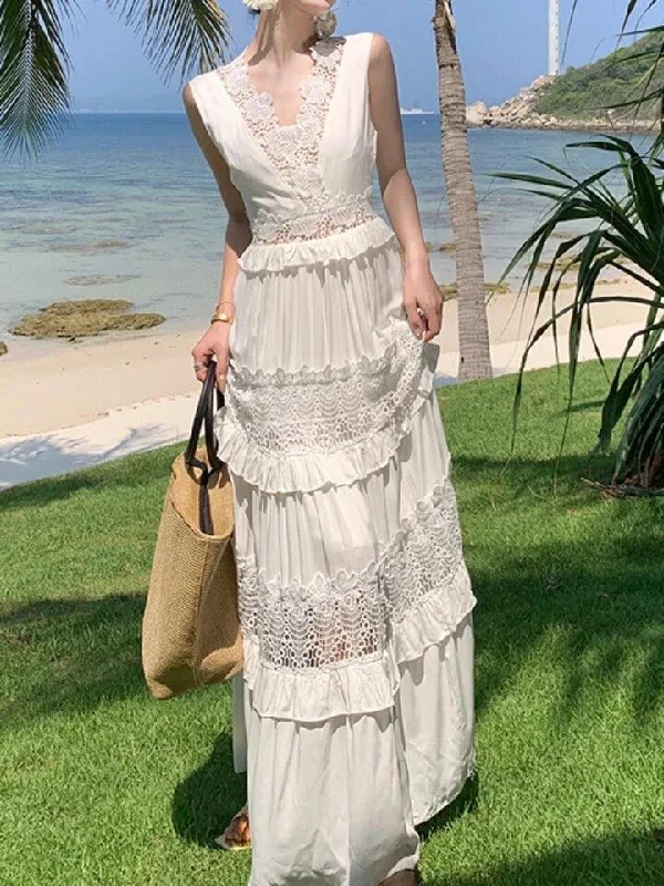 Raina Maxi Dress in White Country