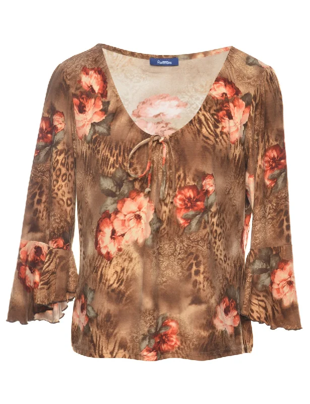 Floral Printed Top - L Scandinavian
