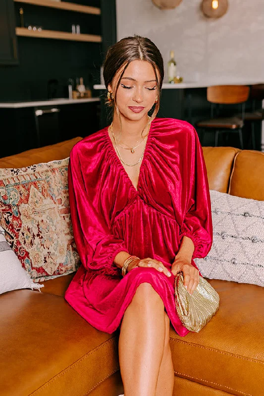 Uptown Elegance Velvet Mini Dress in Red performance